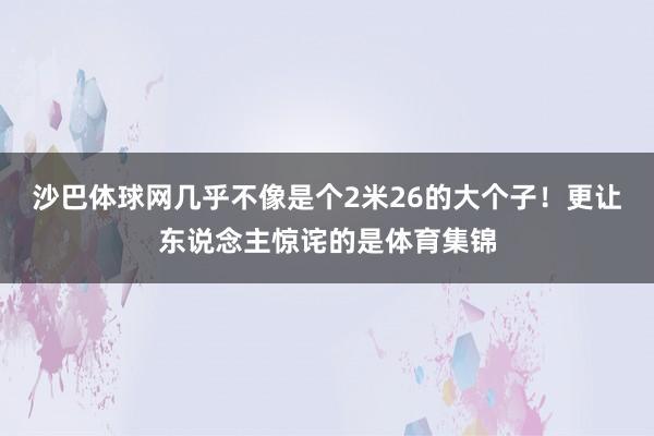 沙巴体球网几乎不像是个2米26的大个子！更让东说念主惊诧的是体育集锦